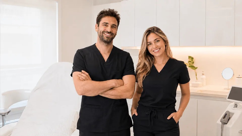 Equipo de centro estético y spa listo para atender clientes en un espacio profesional